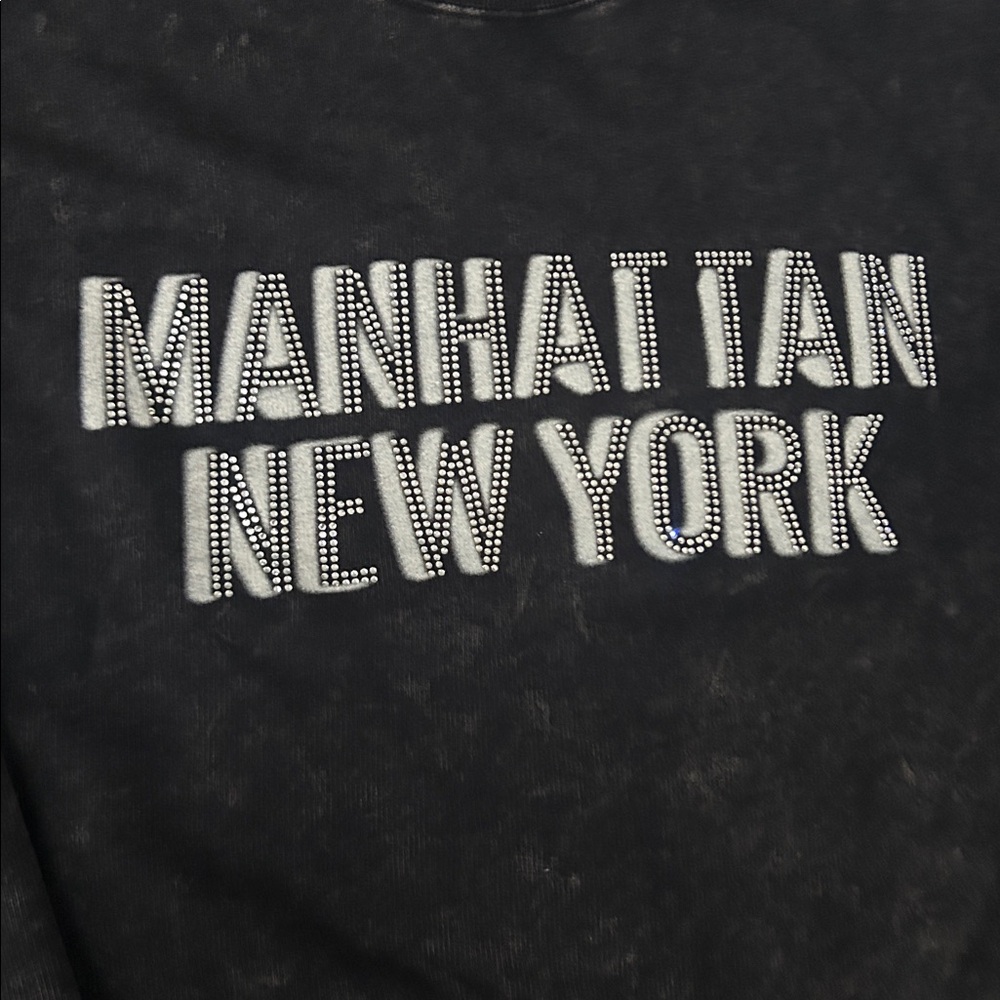 Wild Fable Manhattan New York Black Crewneck Sweater Rhinestones XXL - Picture 7 of 10